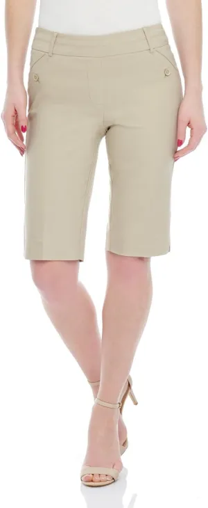Rekucci Women's Ease Into Comfort Modern Pull-On Bermuda Short with Pockets