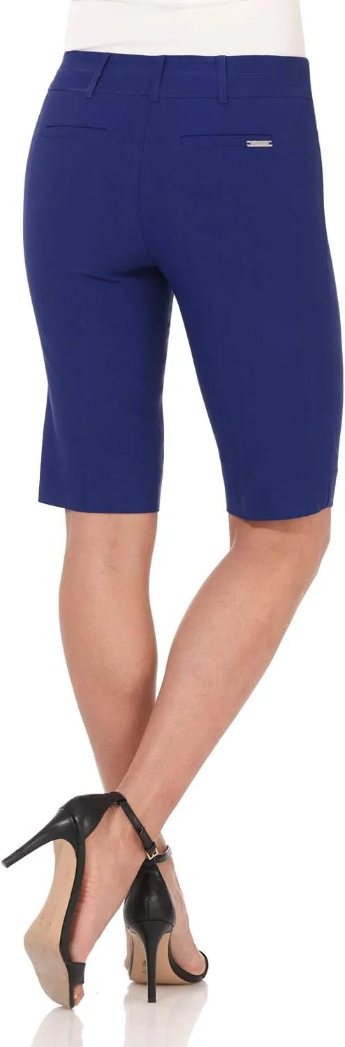 Rekucci Women's Ease Into Comfort Modern Pull-On Bermuda Short with Pockets