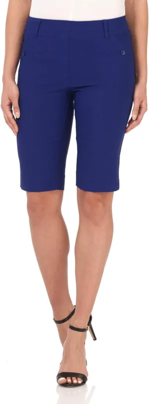 Rekucci Women's Ease Into Comfort Modern Pull-On Bermuda Short with Pockets