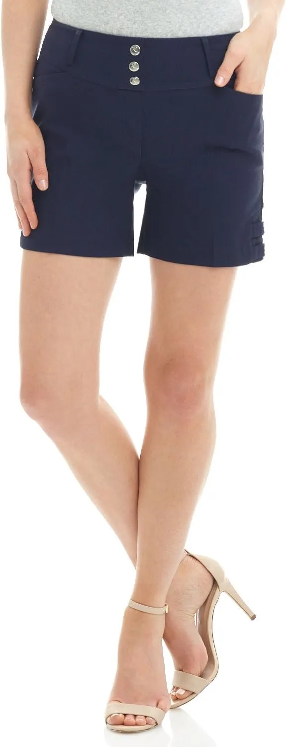 Rekucci Women's Ease into Comfort Stretchable Pull-On 5 inch Slimming Tab Short