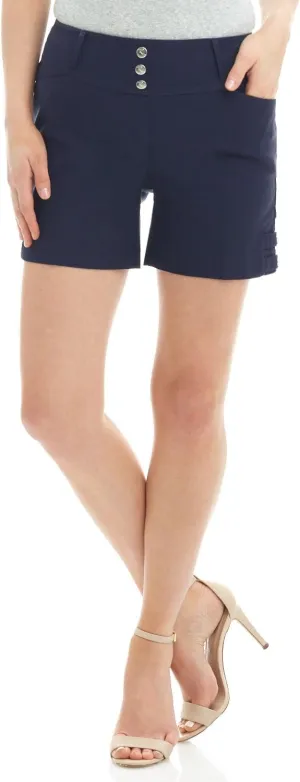 Rekucci Women's Ease into Comfort Stretchable Pull-On 5 inch Slimming Tab Short