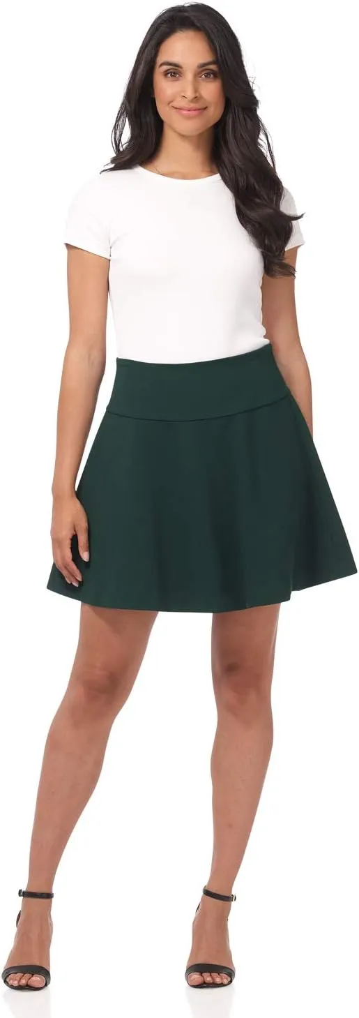 Rekucci Women's Ease Into Comfort Wide Waist Flared Flippy Skirt Luxe Ponte