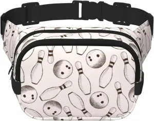 Retro Bowling Pins And Balls Fanny Pack Crossbody Waist Bag For Women Men Adjustable Casual Workout Belt Bag