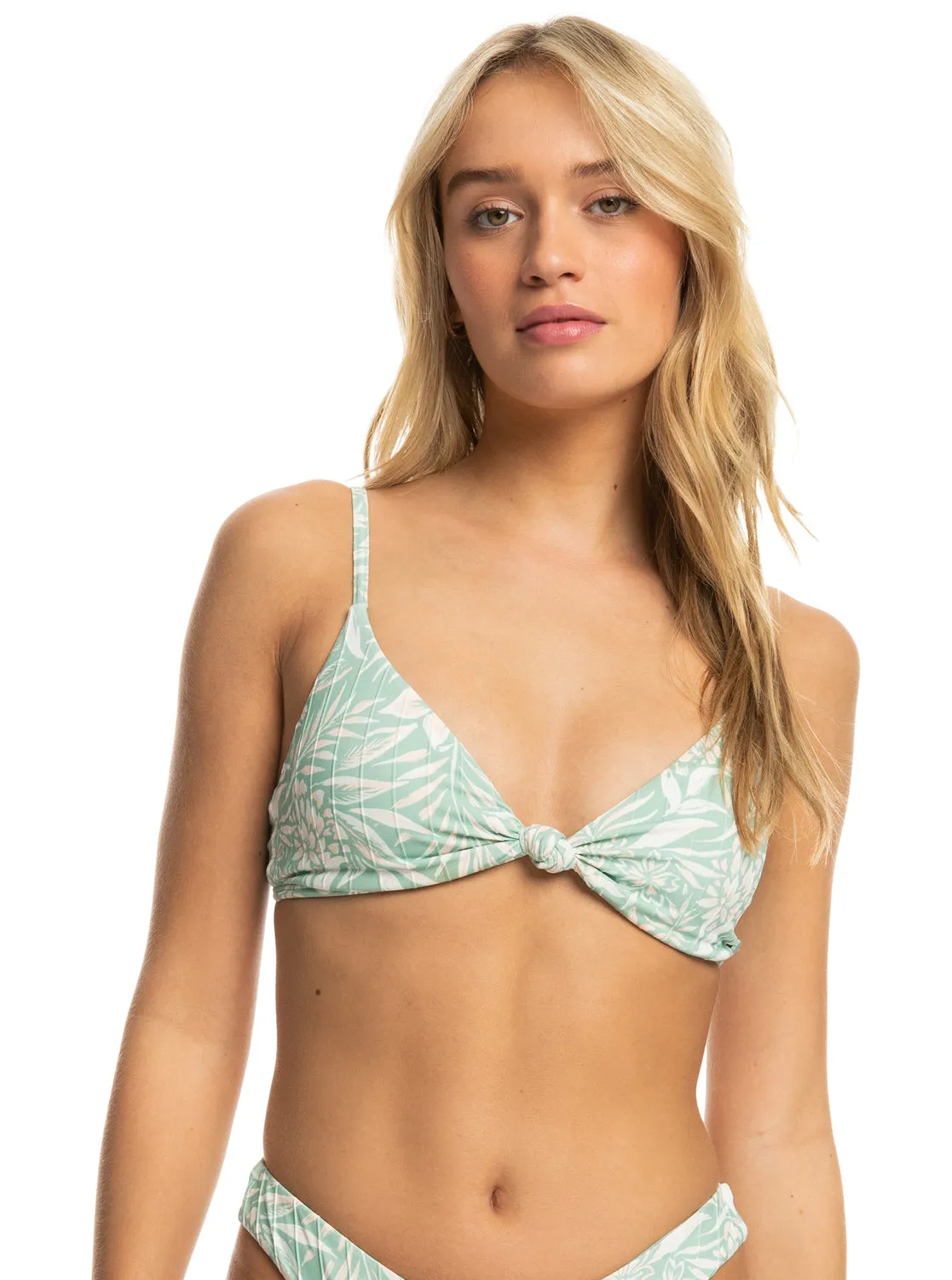 Rib Roxy Love The Surf Knot Bikini Top - Blue Surf Planao Apparel