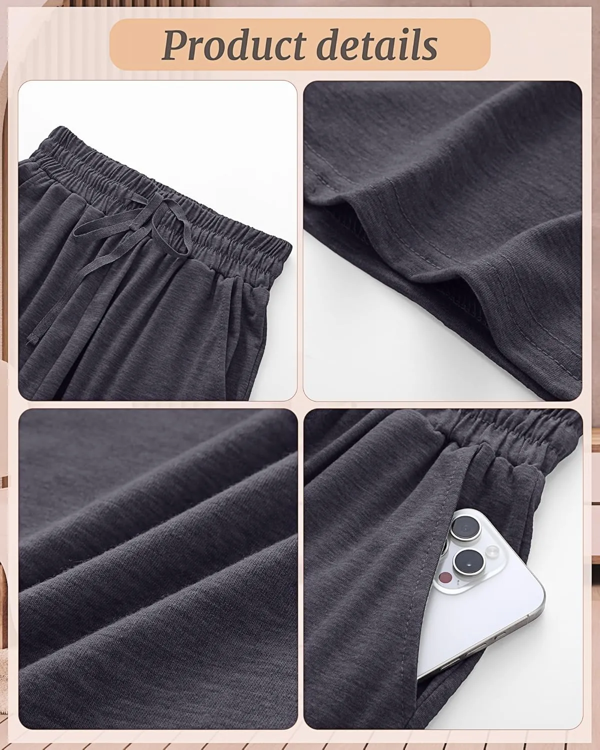 Riyiper 3 Pack Women Causal Capri Pants Drawstring Lounge Yoga Capri Sweatpants Loose Wide Leg Crop Trousers with Pockets