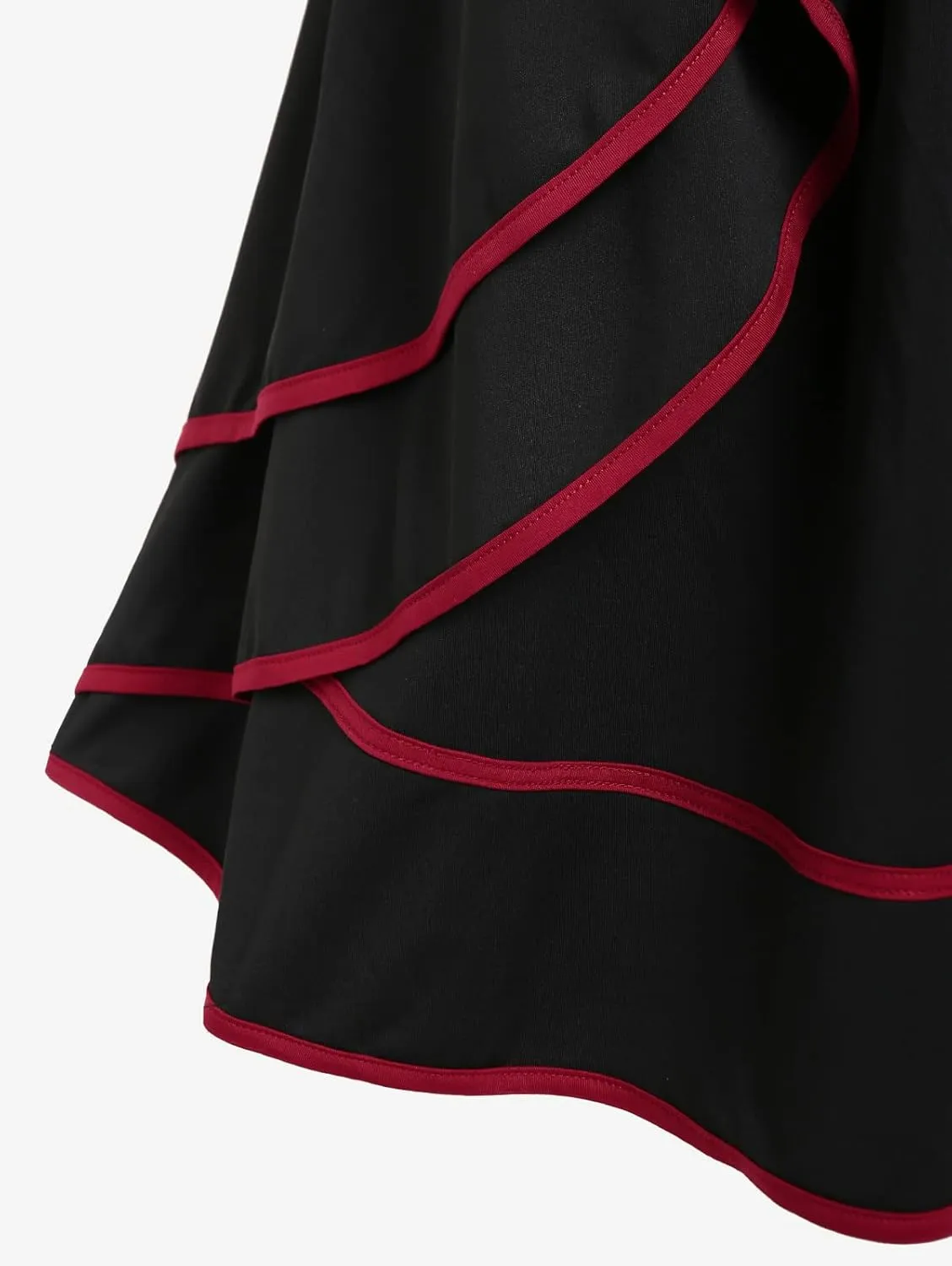 Rosegal Women's Plus Size Gothic Mini Skirt Contrast Tape Buckled Midi High Waist Elastic A-Line Skirt