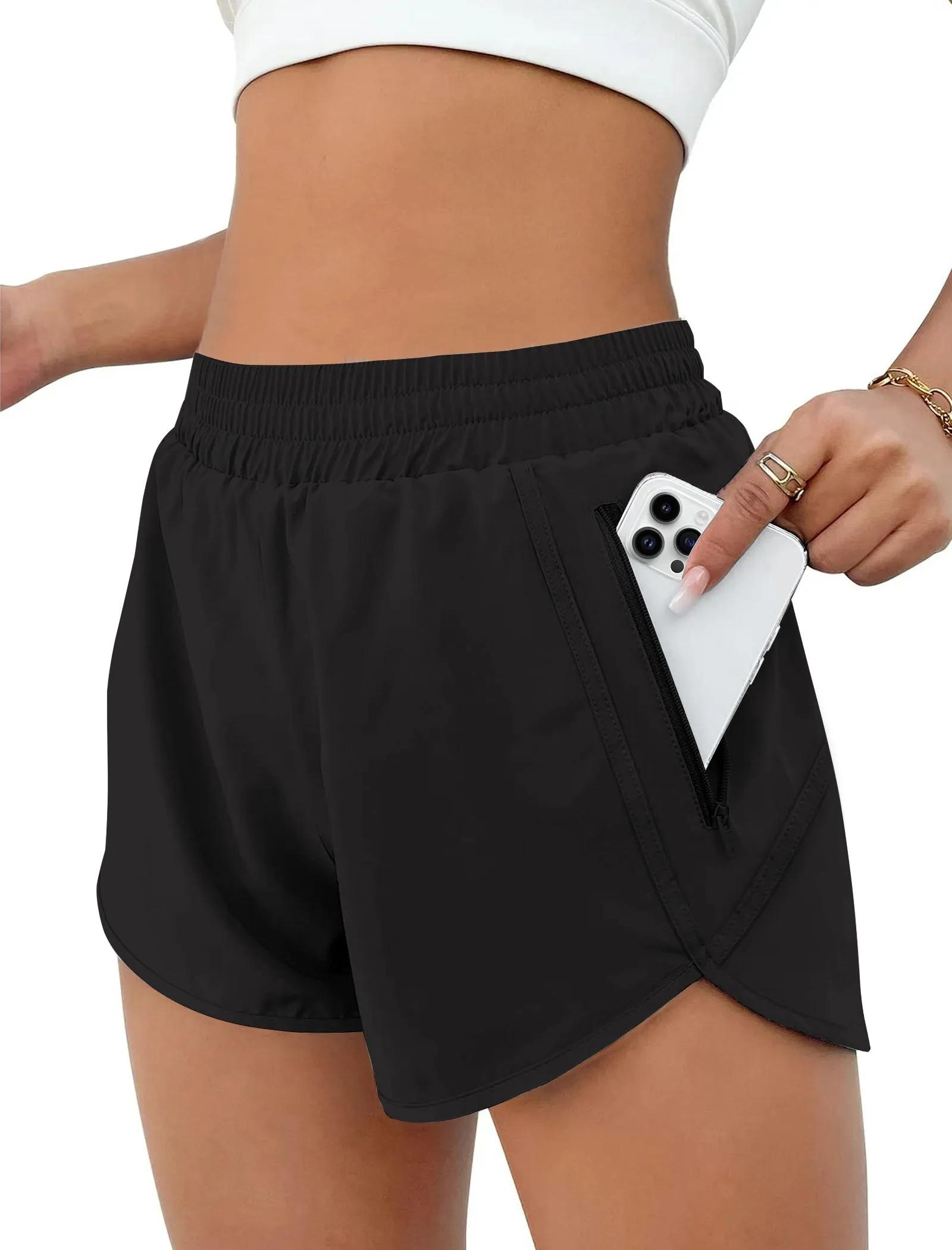 Rosvigor Women Shorts High Waisted Running Shorts Casual Workout Shorts with Pocket