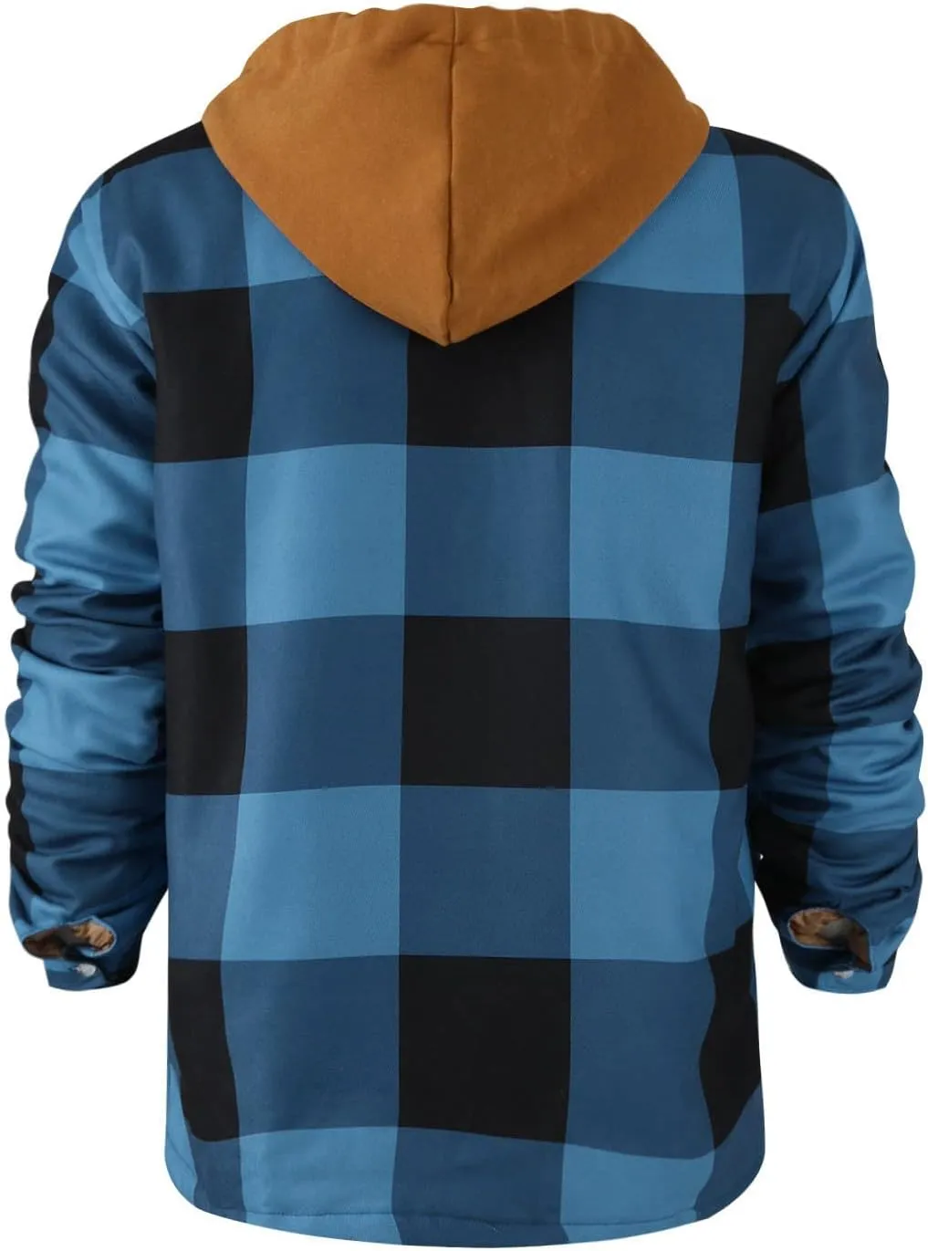 RTRDE Men's Jackets Long Sleeve Quilted Lined Shirt Jacket Zip Up Coat Outwear With Hood Jacket, M-5XL