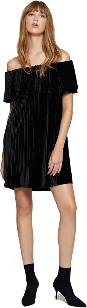 Sanctuary Womens Off-The-Shoulder Ribbed Mini Dress Black S