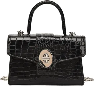 Satchel Purse for Women, Small Trendy Crocodile Print Shoulder Bag Luxury Underarm Crossbody Bag Top Handle Clutch Handbag