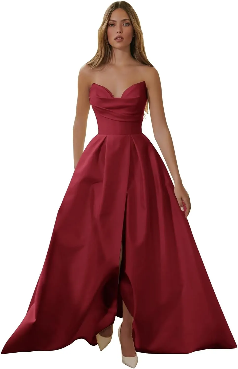 Satin Wedding Dress for Bride, A-line Prom Dress Formal Evening Gown for Women