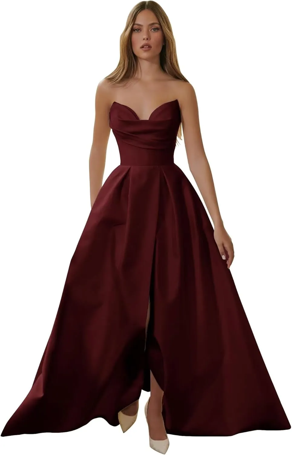Satin Wedding Dress for Bride, A-line Prom Dress Formal Evening Gown for Women