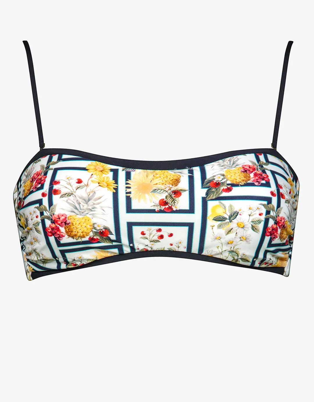 Scenery Bandeau Bikini Top - Monochrome Garden