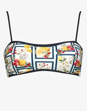 Scenery Bandeau Bikini Top - Monochrome Garden