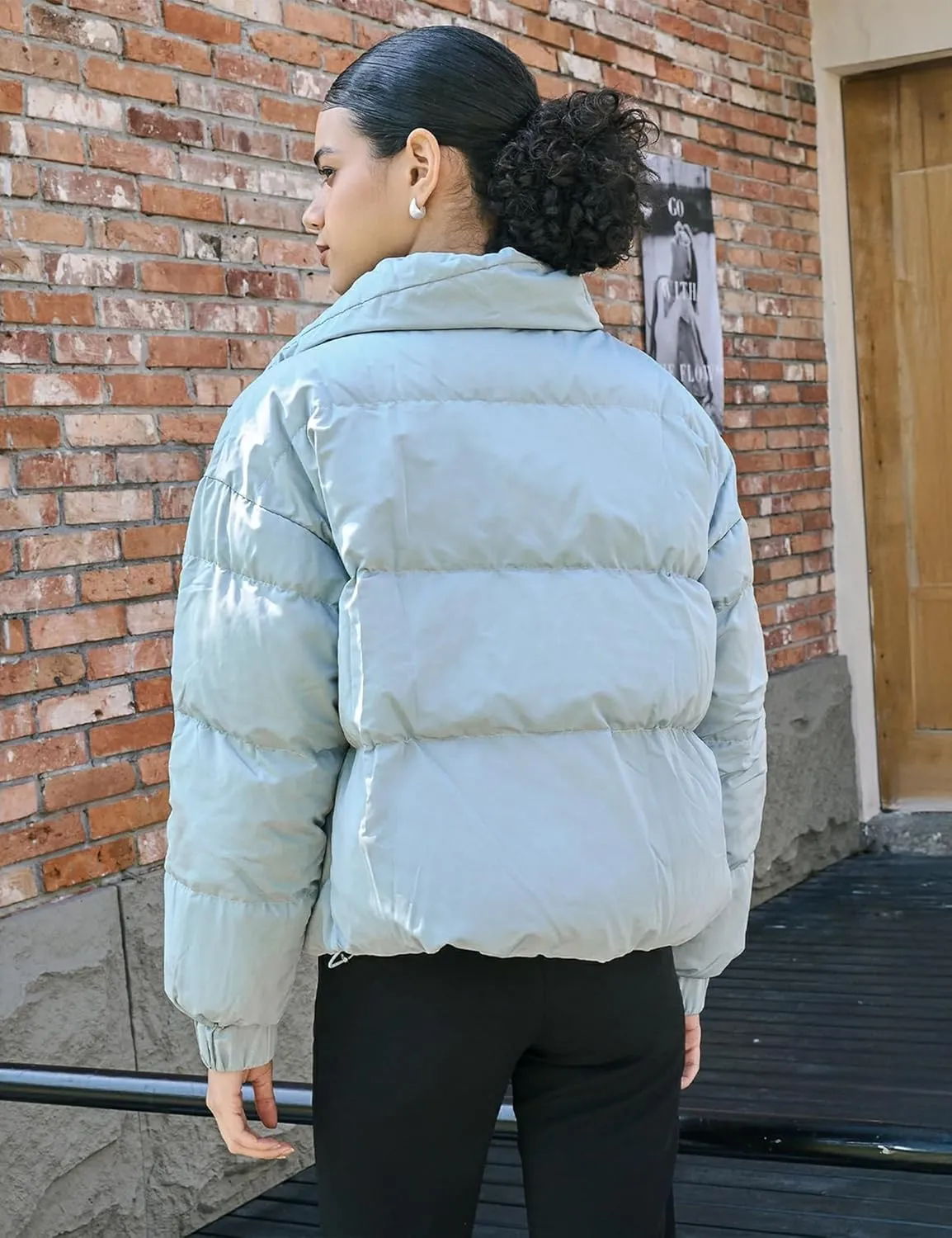 SDEER Women's Goose Down Jacket Parkas Winter Stand Collar Casual Puffer Down Jacket Quilted Warm Cropped Coat