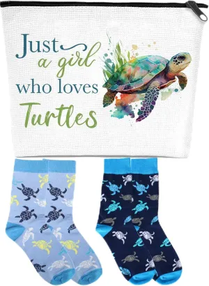 Sea Turtle Gifts for Women Makeup Bag for Turtle Lovers Decor Funny Birthday Gifts for Teen Sisters Beach Travel Toiletry Makeup Bag A Women Who Loves Turtles