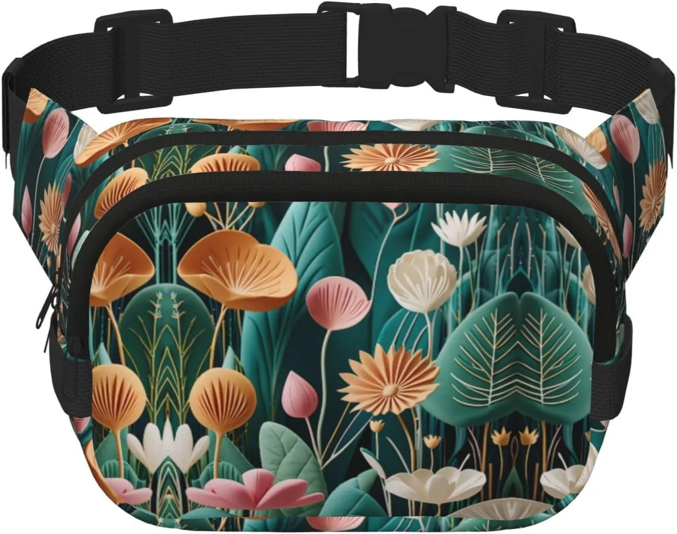 Secret Garden Print Crossbody Waist Bag, Adjustable Everywhere Fanny Packs for Men&Women/Traveling/Outdoors/Hiking