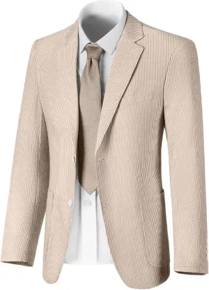 Seersucker Mens Suit Jackets Slim Fit Summer Blazer Casual Sports Coat Stripe Suits Jacket Wedding Prom Tuxedo Blazers