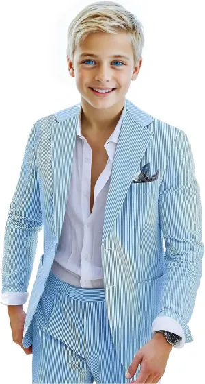 Seersucker Suit for Boys 2 Piece Tuxedo for Boys Striped Blazer Pants Boys Summer Beach Wedding Suit