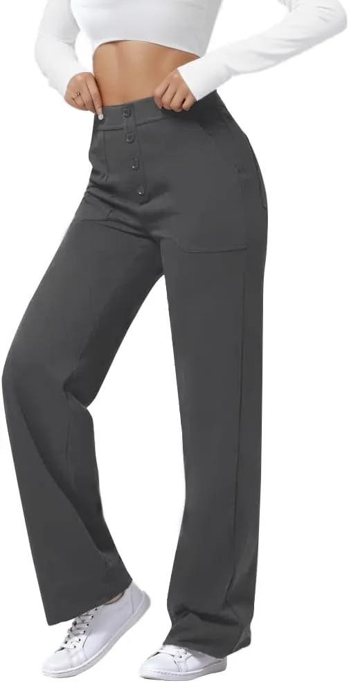 SEMARO High Waisted Casual Pants for Women Business Dress Work Office Stretchy Pants with Pockets