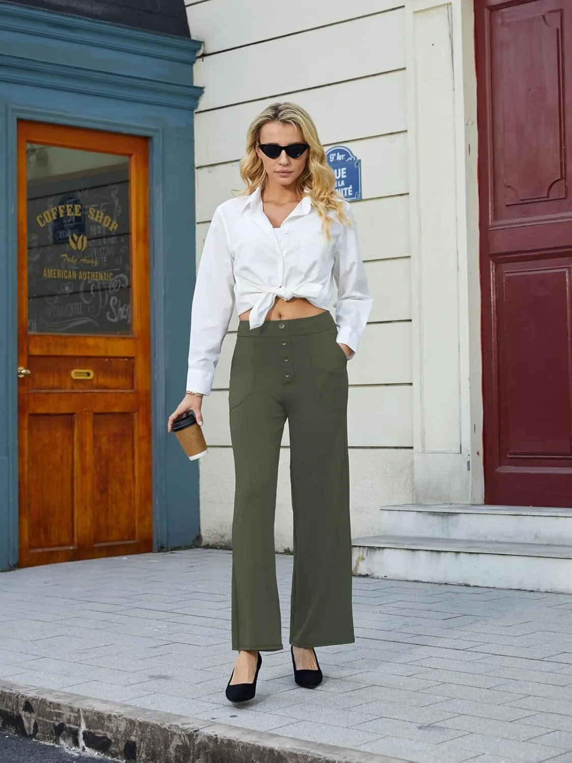 SEMARO High Waisted Casual Pants for Women Business Dress Work Office Stretchy Pants with Pockets