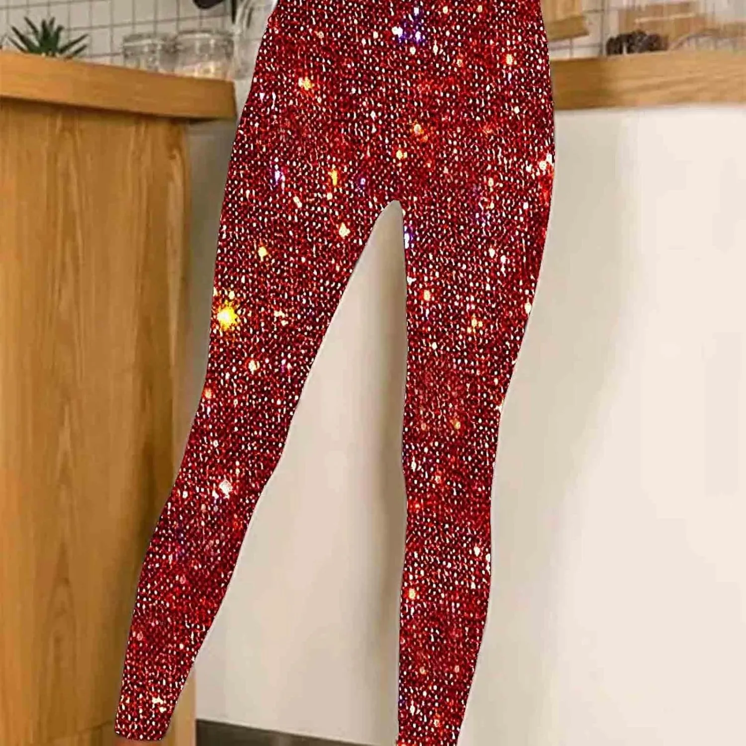Sequin Pants for Women Fashion Y2K Yoga Workout Leggings Stretch High Waisted Elastic Streetwear Cozy Lounge Pants