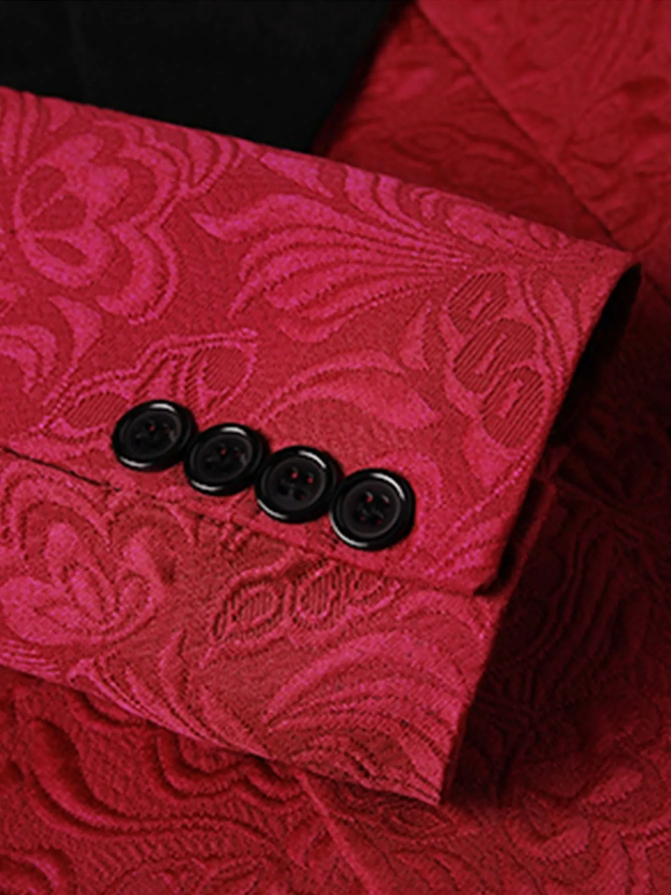 Shawl Collar Contrast Binding Single Button Jacquard Blazer