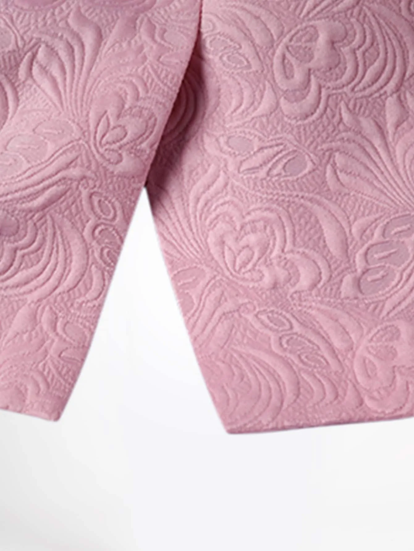 Shawl Collar Contrast Binding Single Button Jacquard Blazer