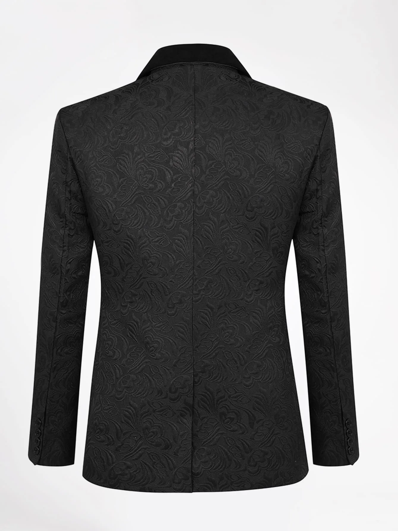 Shawl Collar Contrast Binding Single Button Jacquard Blazer