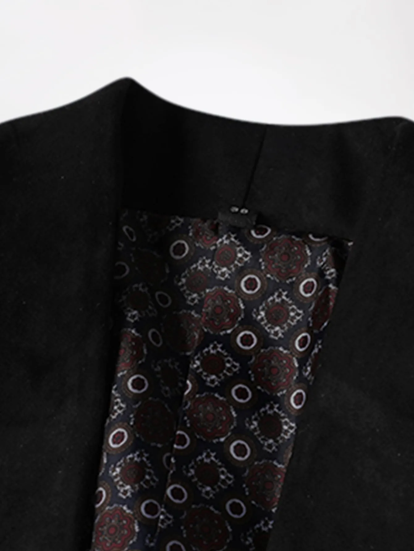 Shawl Collar Contrast Binding Single Button Jacquard Blazer