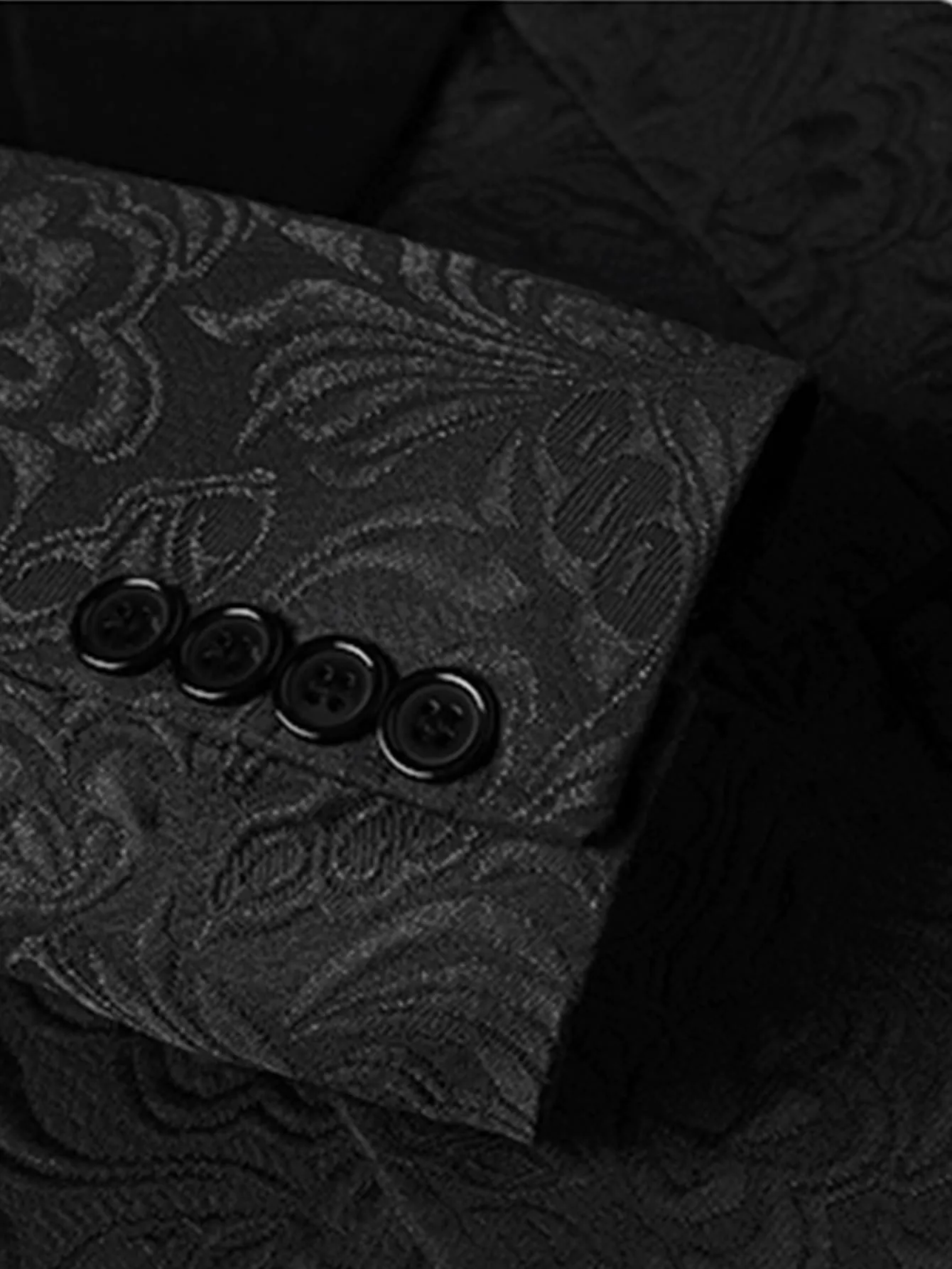 Shawl Collar Contrast Binding Single Button Jacquard Blazer