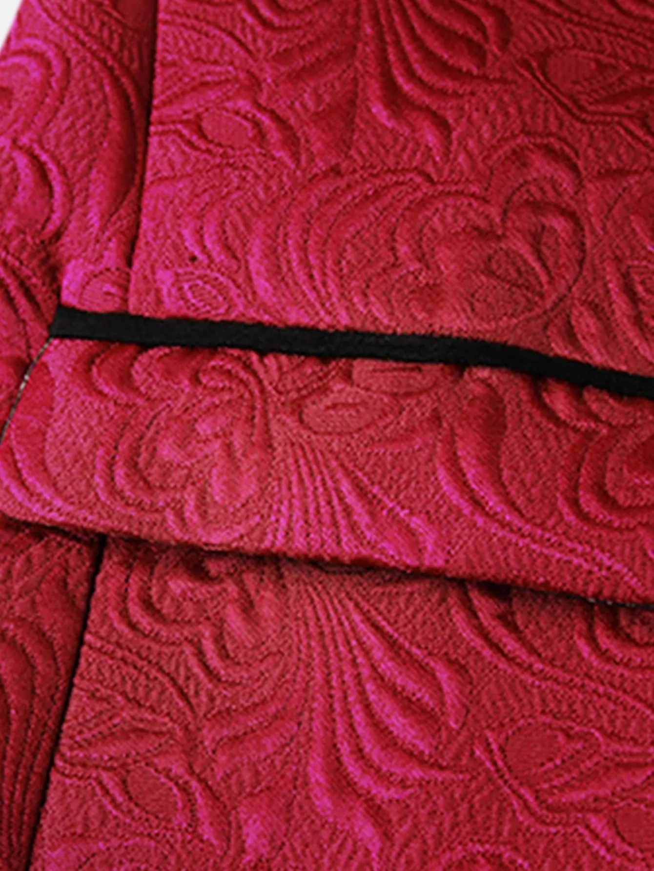Shawl Collar Contrast Binding Single Button Jacquard Blazer