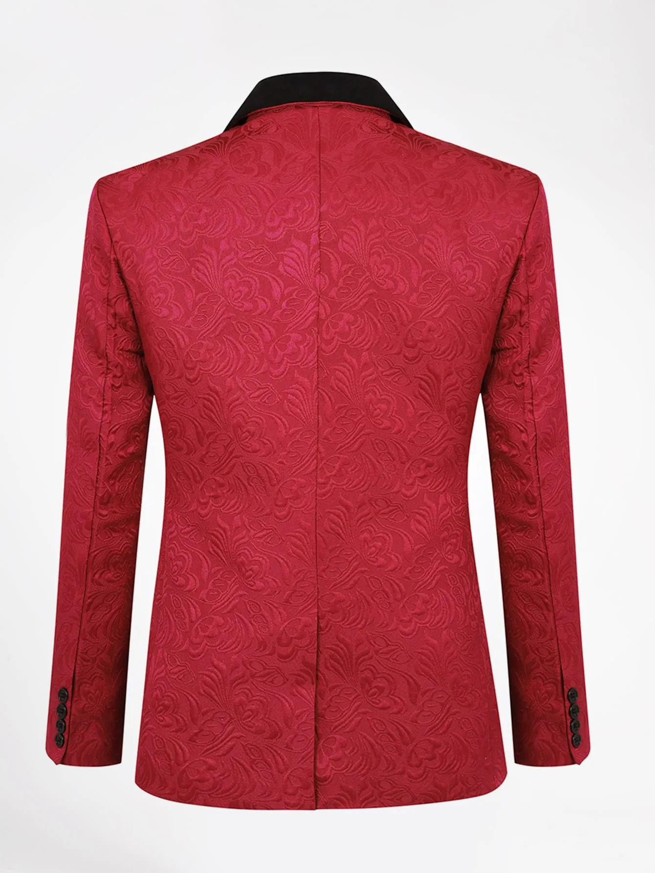 Shawl Collar Contrast Binding Single Button Jacquard Blazer