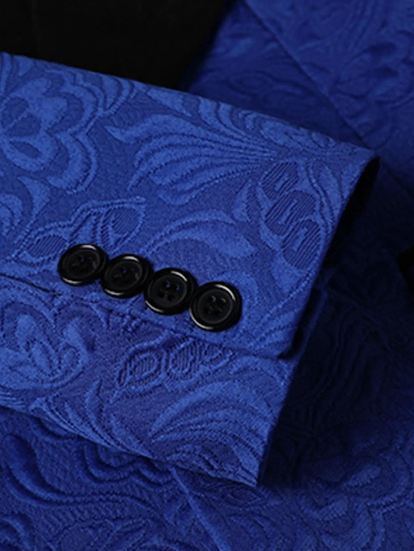 Shawl Collar Contrast Binding Single Button Jacquard Blazer