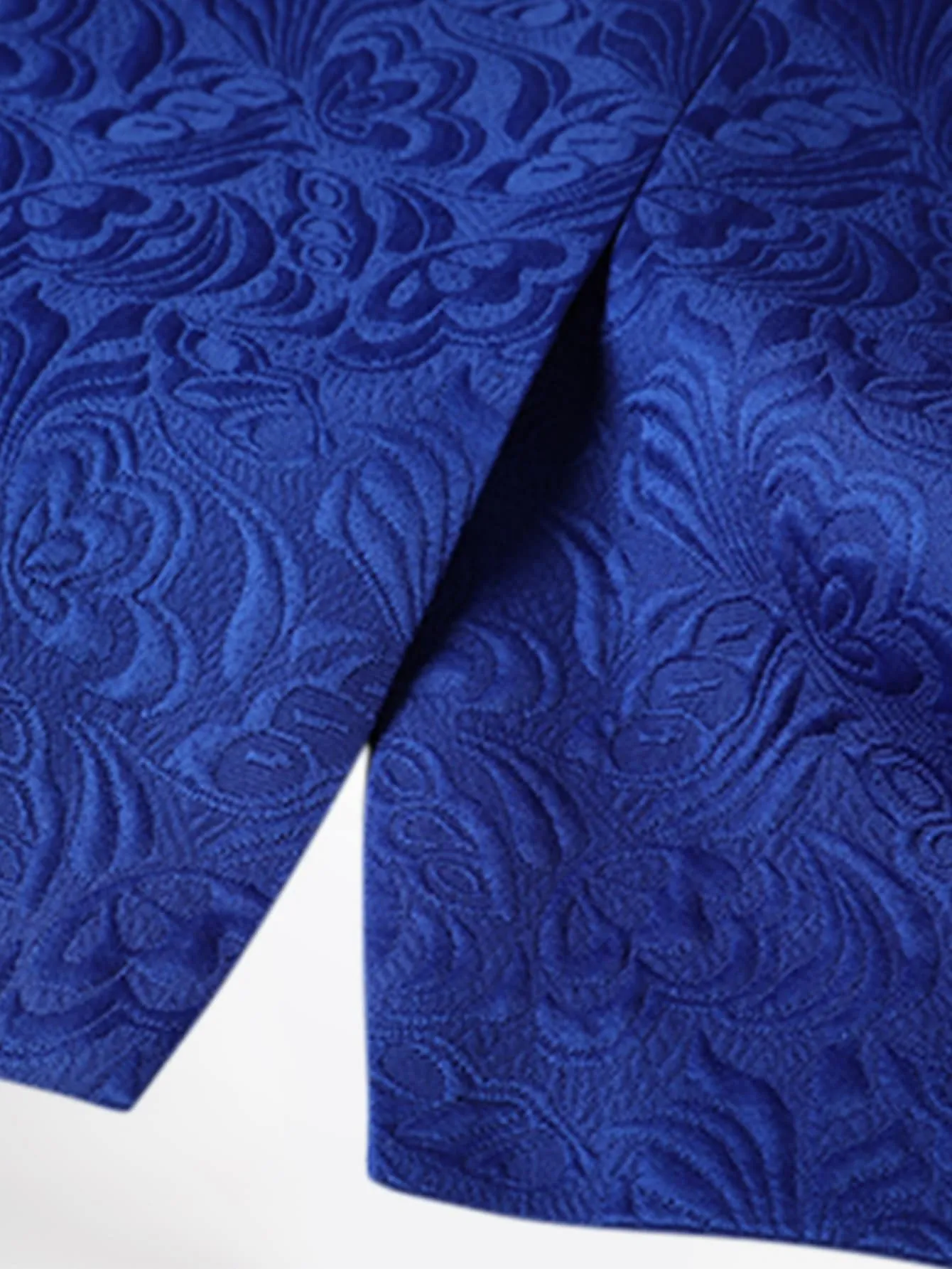 Shawl Collar Contrast Binding Single Button Jacquard Blazer