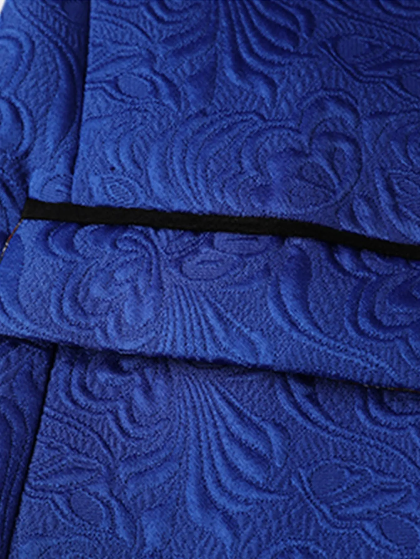 Shawl Collar Contrast Binding Single Button Jacquard Blazer