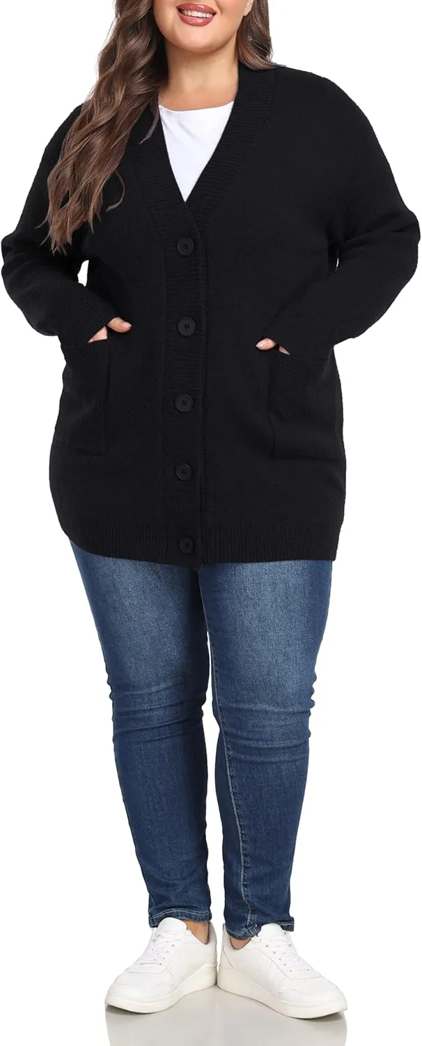 Shiaili Warm Plus Size Sweater Coats Soft Stretched Cardigan for Women