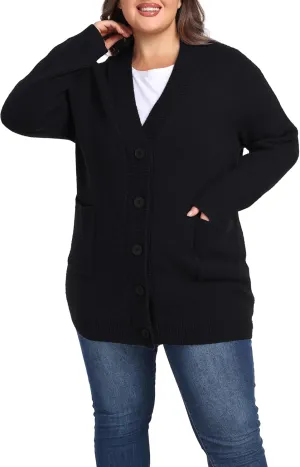 Shiaili Warm Plus Size Sweater Coats Soft Stretched Cardigan for Women