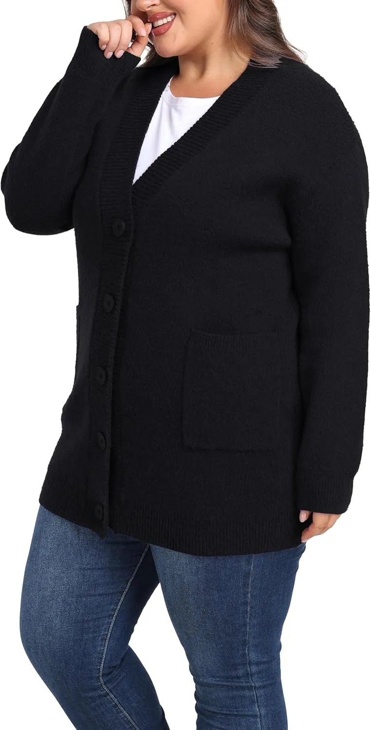 Shiaili Warm Plus Size Sweater Coats Soft Stretched Cardigan for Women