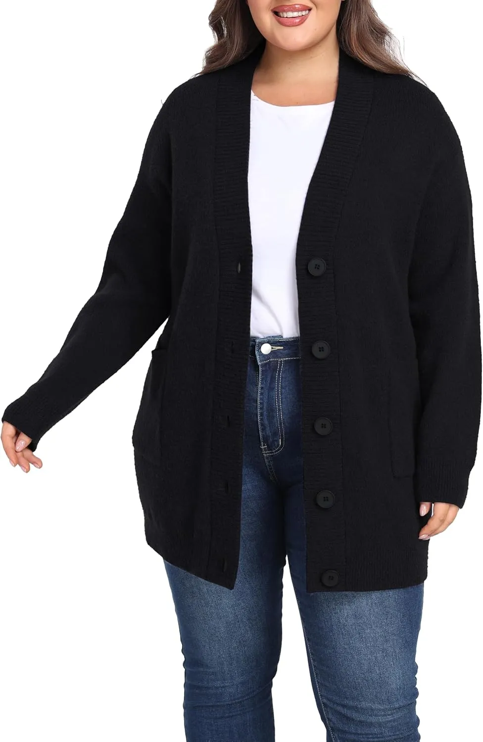 Shiaili Warm Plus Size Sweater Coats Soft Stretched Cardigan for Women