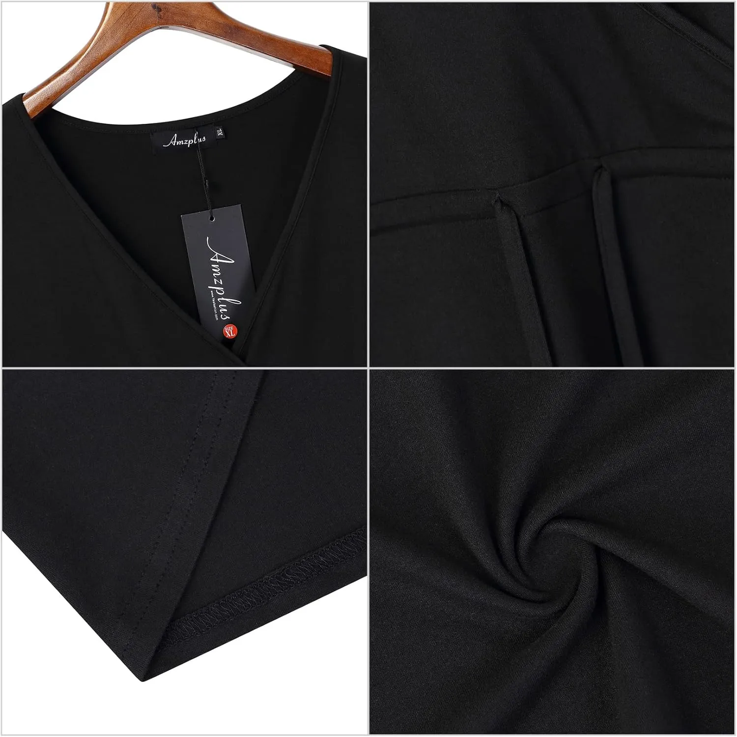 ShopWonder Plus Size Dress Women's V Neck A-Line Knee Length Wrap Swing Dresses Plus Size A Line Party Mini Dress