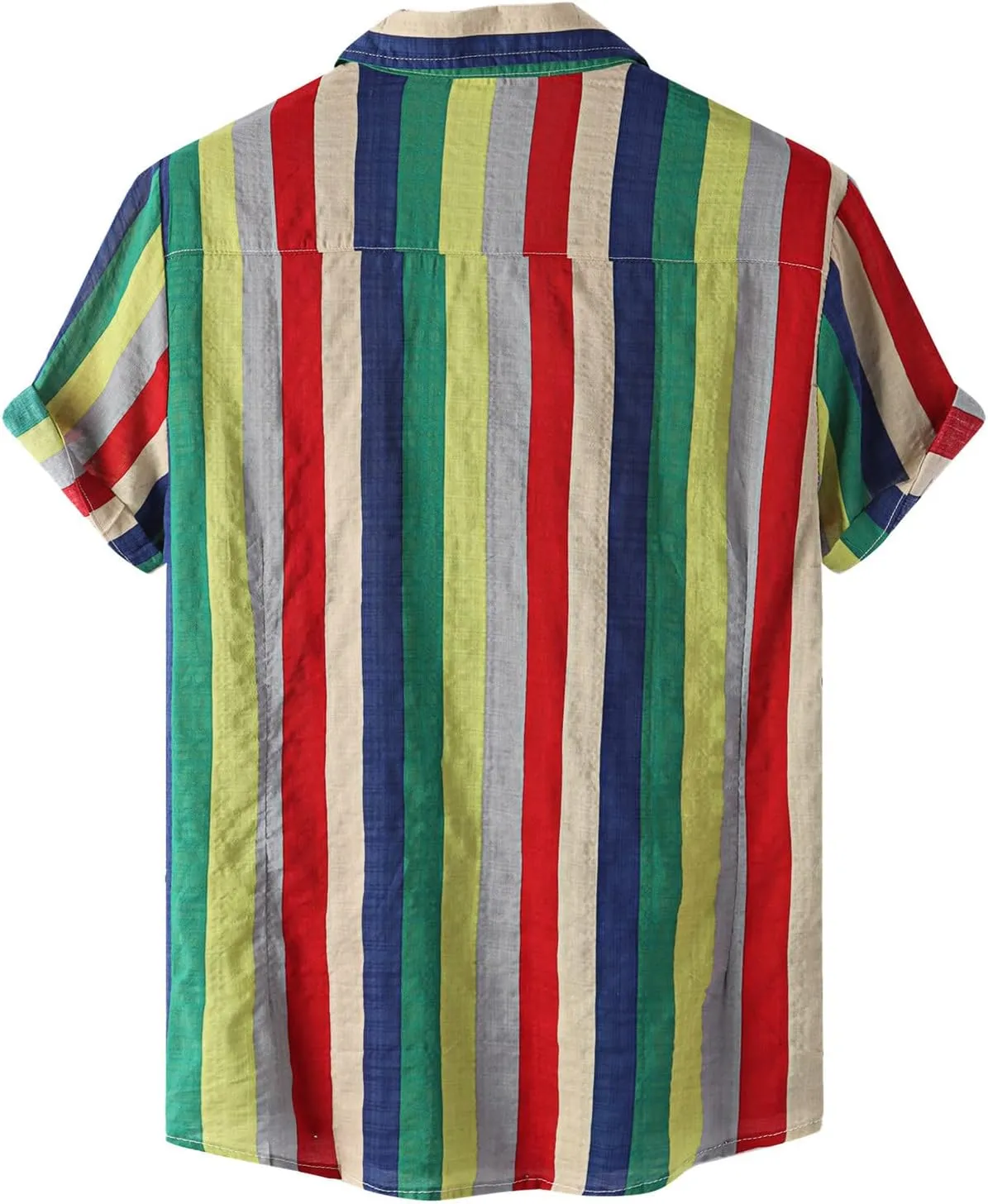 Short Sleeve Button Up Shirts for Men Hawaiian Stripe Printing Top with Pocket Polo Shirts for Men Men Casual Short