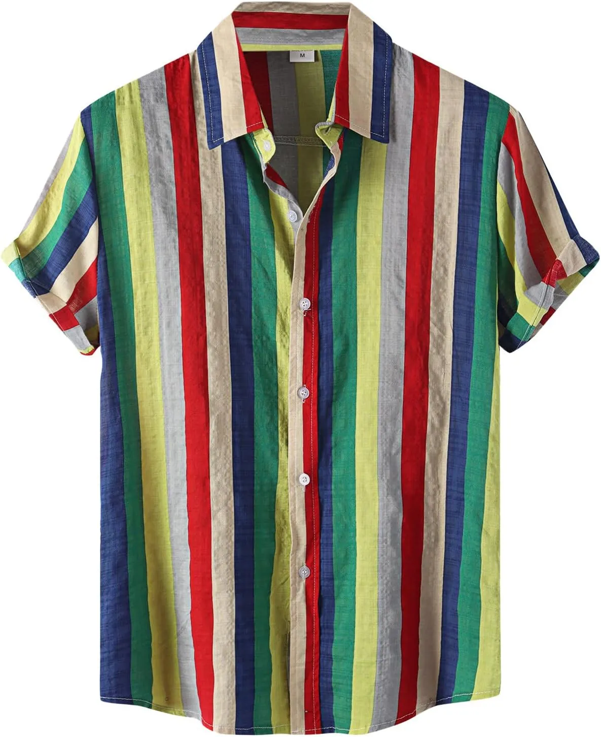 Short Sleeve Button Up Shirts for Men Hawaiian Stripe Printing Top with Pocket Polo Shirts for Men Men Casual Short