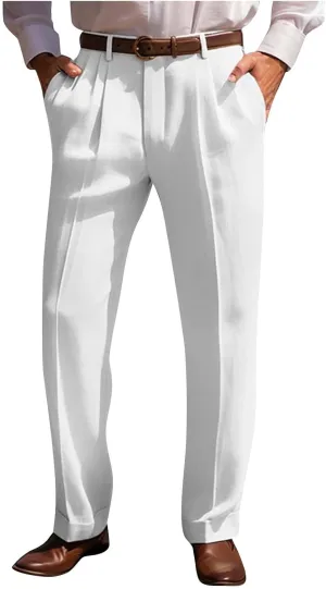 Sinzelimin Men's Suit Pants Fashion Solid Color Dressy Business Casual Office Work Trouser Straight Wide Leg Sweatpant