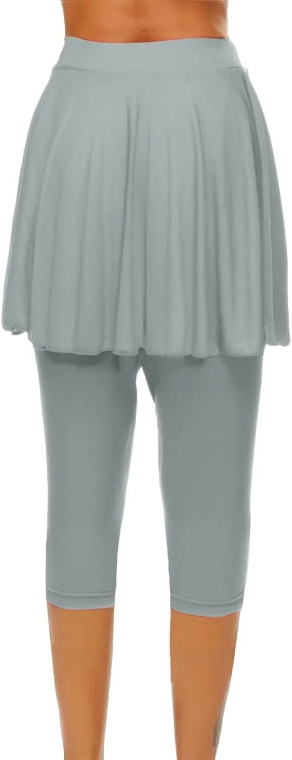 Skirted Leggings for Women 2025 Tennis Skorts Gym Tennis Yoga Legging with Skirts Summer Clothing