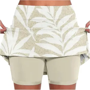 Skorts for Women Summer Tennis Elastic High Waisted Floral Printed Gym Skirts Comfort Trendy Lightweight Running Shorts