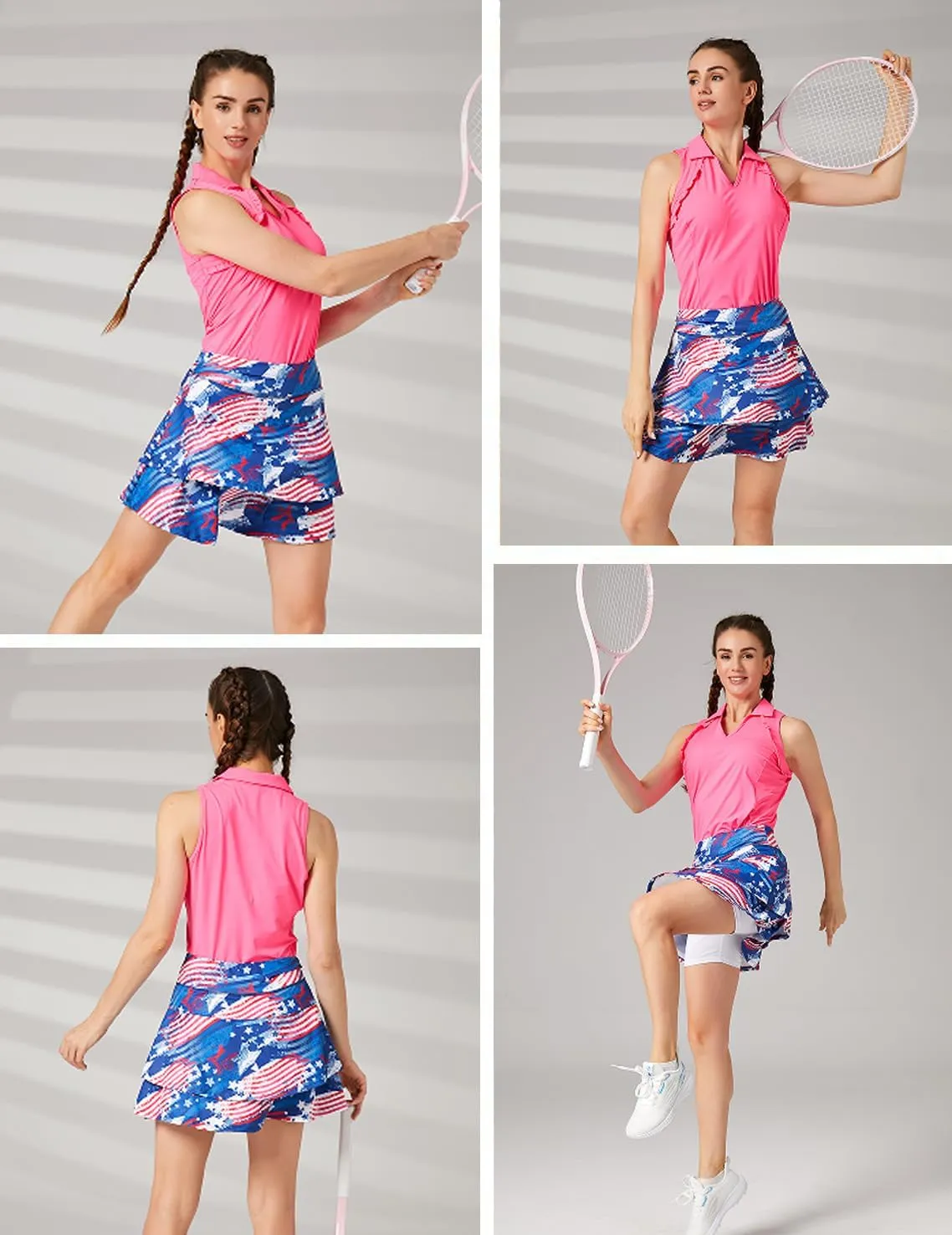 Soneven Womens Sleeveless Golf Shirt UPF 50  Moisture Wicking Ruffle Tennis Shirt