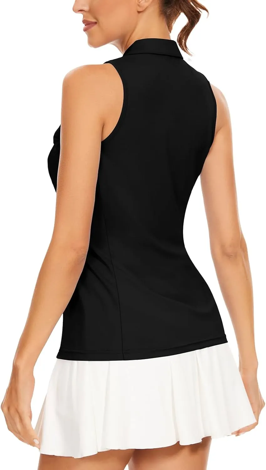 Soneven Womens Sleeveless Golf Shirt UPF 50  Moisture Wicking Ruffle Tennis Shirt