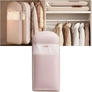 Space Saving Hanging Garment Bag with Self Compression Zipper Space Saver Closet Organizers for Closet Storage(Pink,XL)