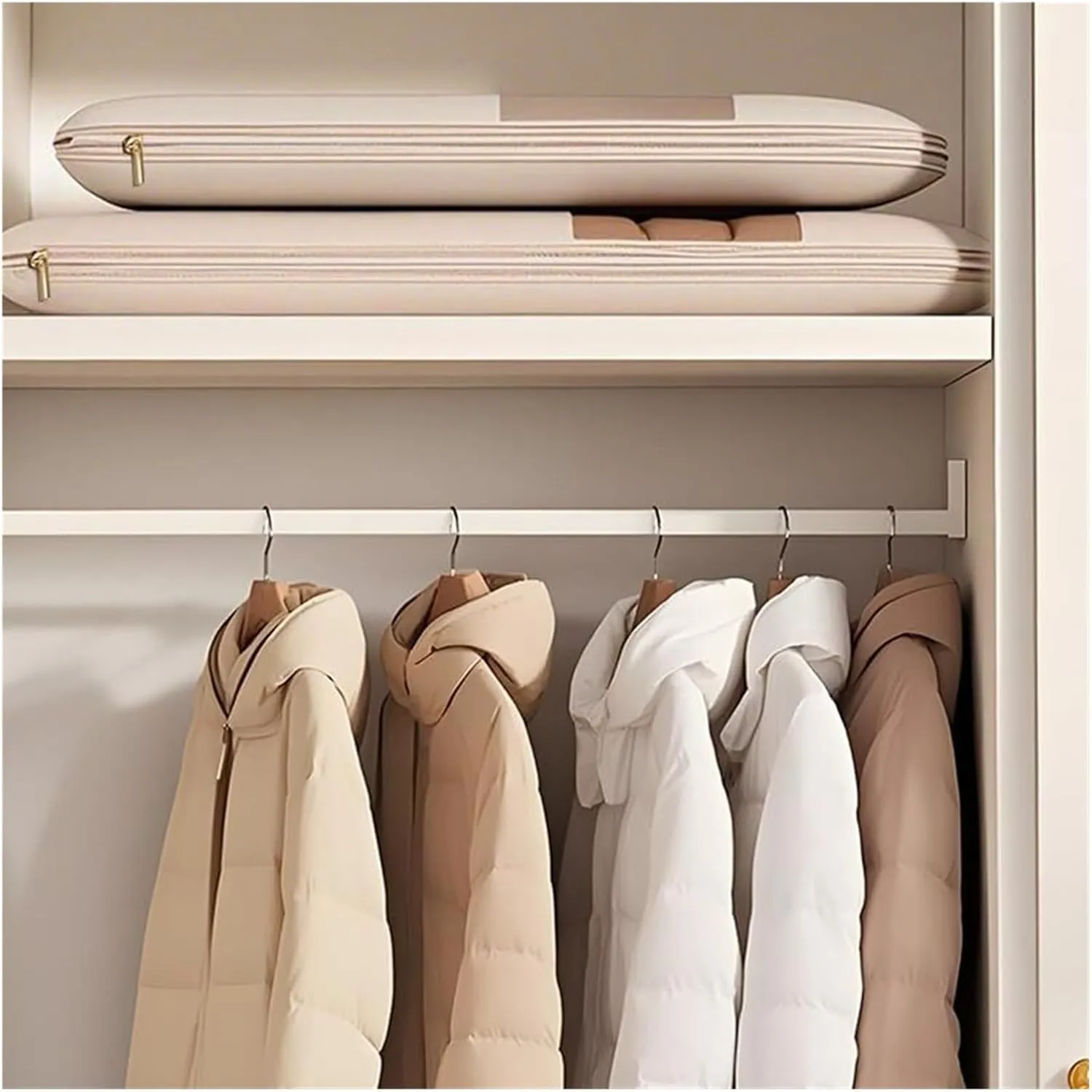 Space Saving Hanging Garment Bag with Self Compression Zipper Space Saver Closet Organizers for Closet Storage(Pink,XL)